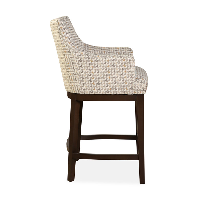 Upholstered Bar Stool with Solid Wood Frame, Archway Grey