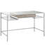 Bureau d'écriture en métal argenté et verre trempé, tiroir de finition pour bureau personnel chic avec plateau en verre