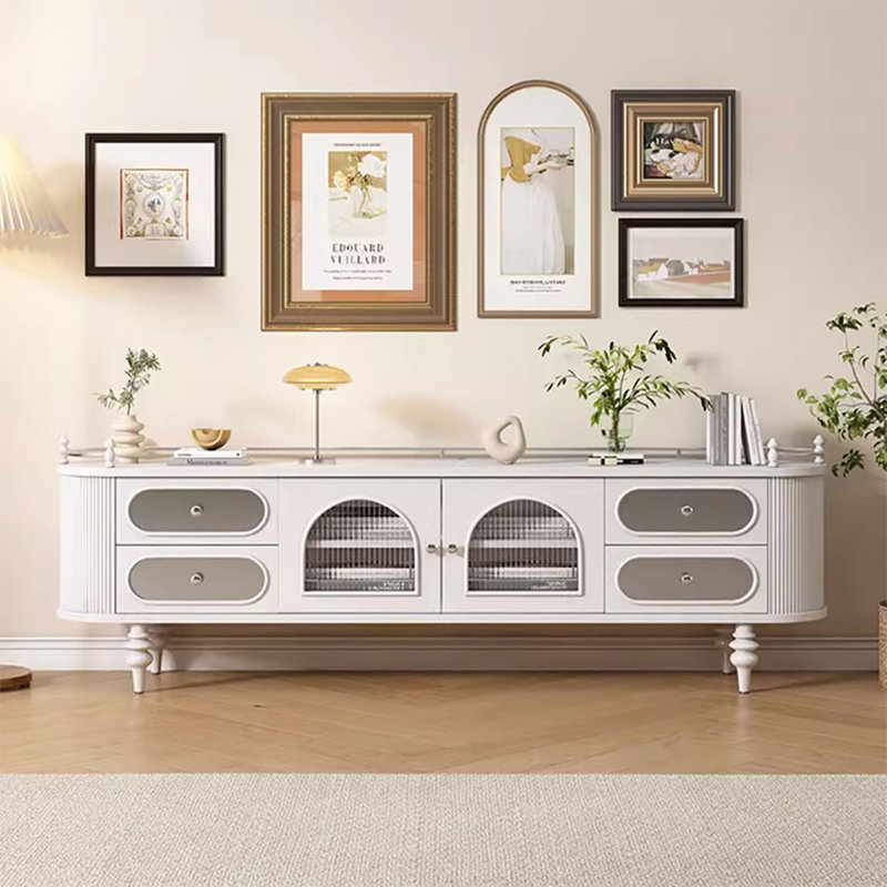 Meuble télé rétro, Crème, crème, 78.7"