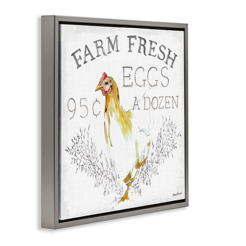 "Chicken Farm Fresh", affiche rétro encadrée par Avery Tillmon, Cadre flottant gris lustré, H 25 po x l 25 po