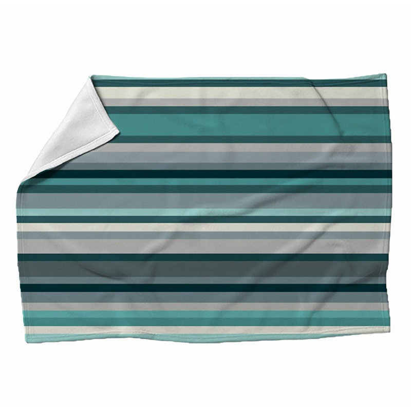 Couverture polaire à carreaux, Jeté, Rayé, Turquoise / noir