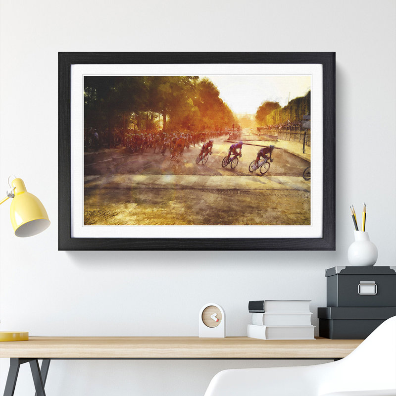 Tour de France Cycling - Picture Frame Graphic Art, 27cm H x 36cm W x 2cm D, Black