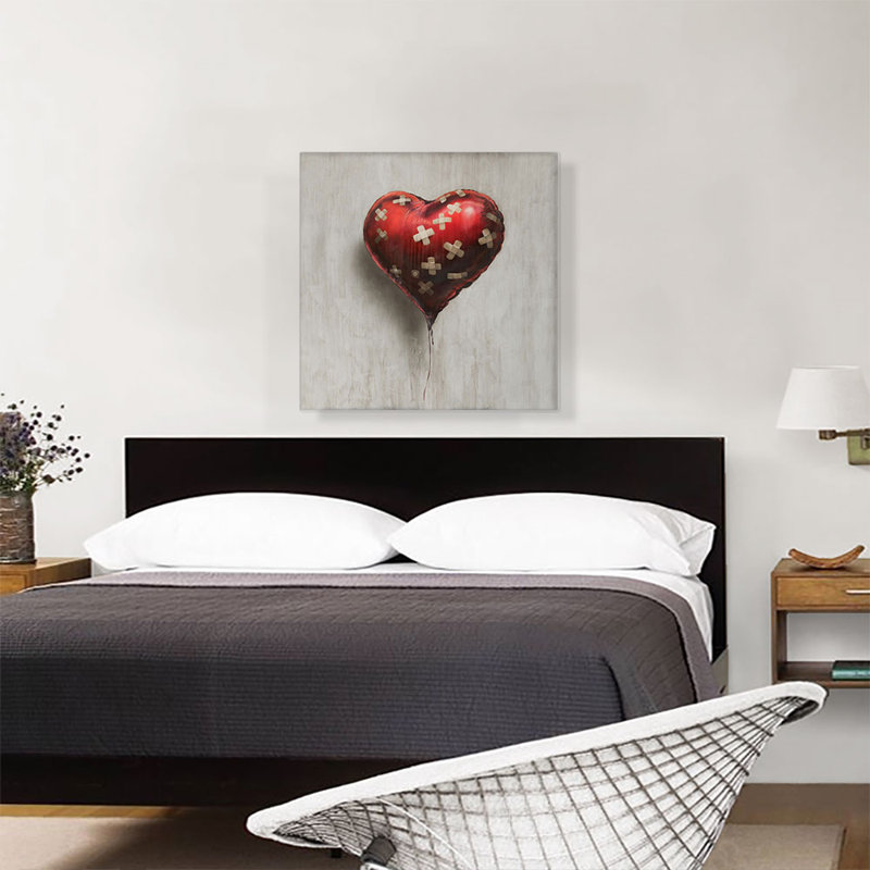 «Bandage Balloon Heart» par Banksy - reproduction de photo sur toile tendue, H 26 po x l 26 po x P 0,75 po