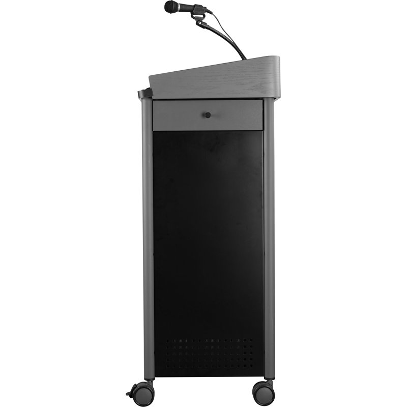 Charcoal and Black Steel Multimedia Lectern with Sound System
