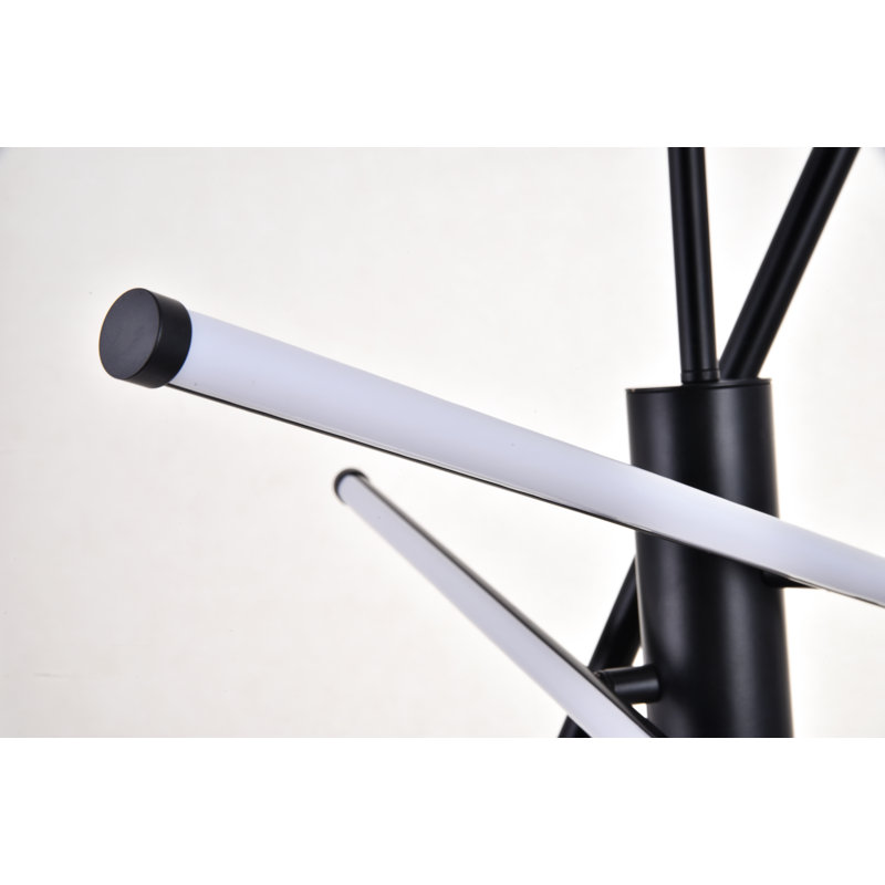 Lustre linéaire moderne de style Spoutnik à 3 lumières Hulse, Noir, H 12,5 po x l 28,5 po x P 28,5 po