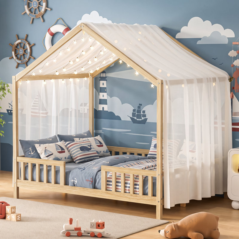 Lit simple pour enfant Montessori, Lit double, Naturel