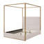 Metal Canopy Bed with Tall Upholstered Headboard and Gold Four Poster-436534304-436534319