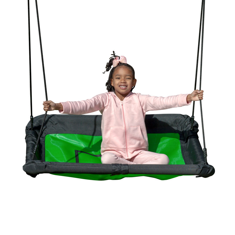Plastic Web/Saucer Swing with Chains and Hook, Green/Black