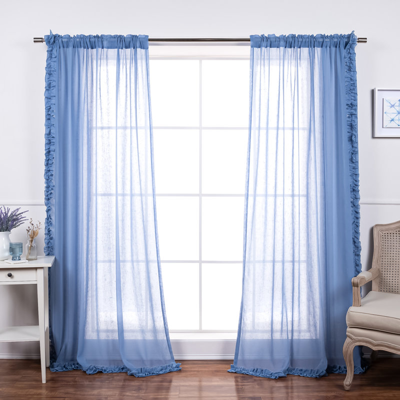 Paire de rideaux semi-transparents avec passe-tringle Raphaelle, Ciel