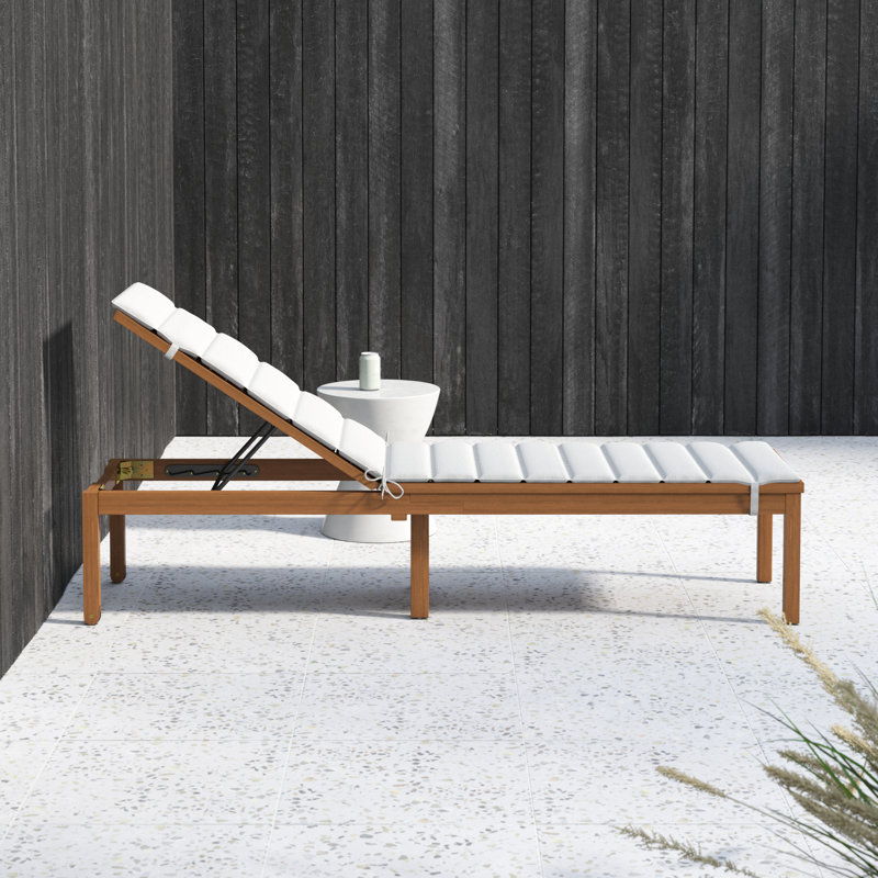 Jade Outdoor Eucalyptus Wood Chaise Lounge , Cushion Included