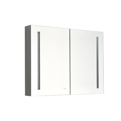 40in. W Led Large Rectangular Aluminum Alloy Surface Mount Medicine Cabinet With Mirror, , Dimmer Function Feature Option, 3x Magnifying Adjustable Sh