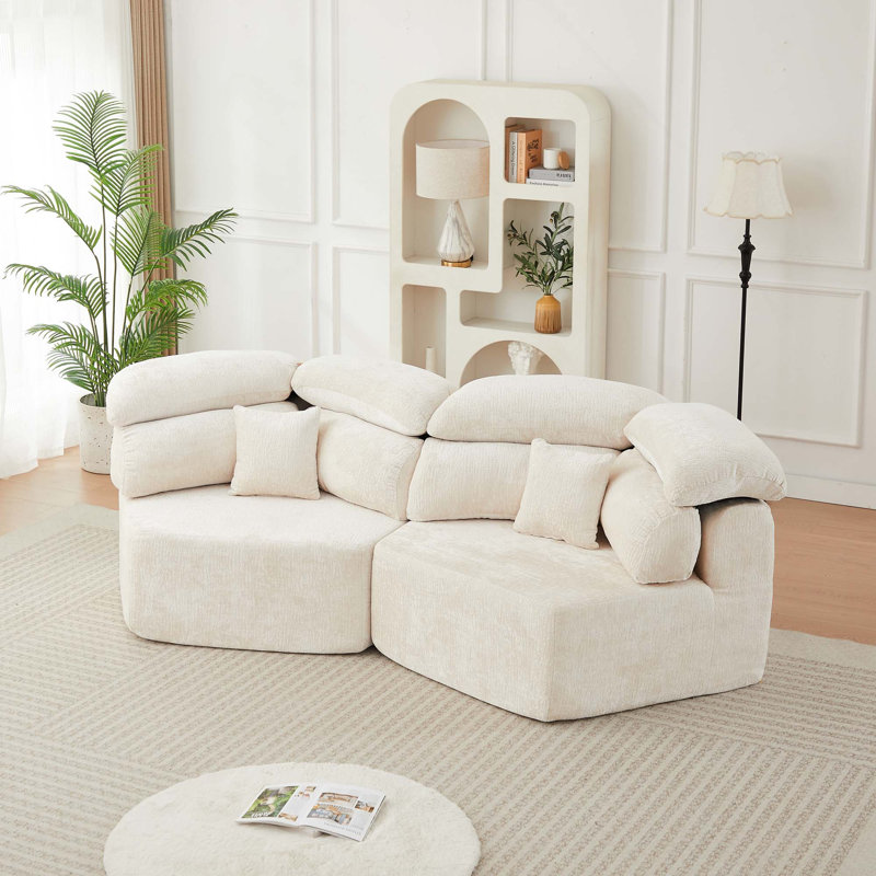 Canapé modulaire 53 pouces avec couette en chenille Cocooning Sensation, Beige Chenille