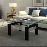 Catellini Vintage Coffee Table Living Room Table with Double-layer Storage and Solid Metal Legs