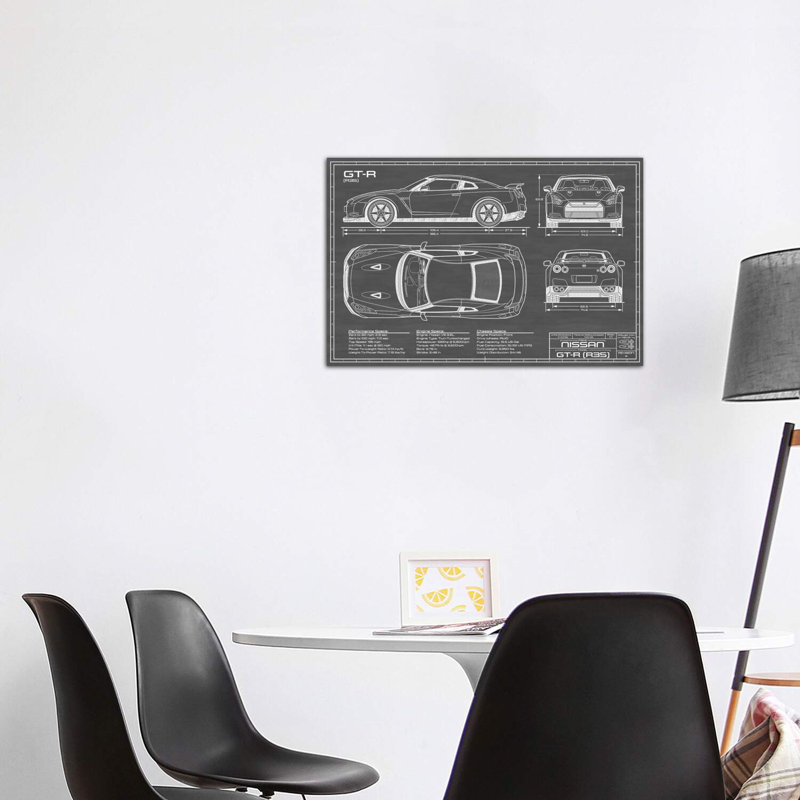 Nissan GT-R (R35) Skyline | Black by Action Blueprints - Wrapped Canvas Print, 101.6 cm H x 66.04 cm W x 3.175 cm D