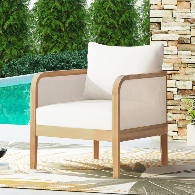 Fauteuil club d'extérieur en bois d'acacia, 1