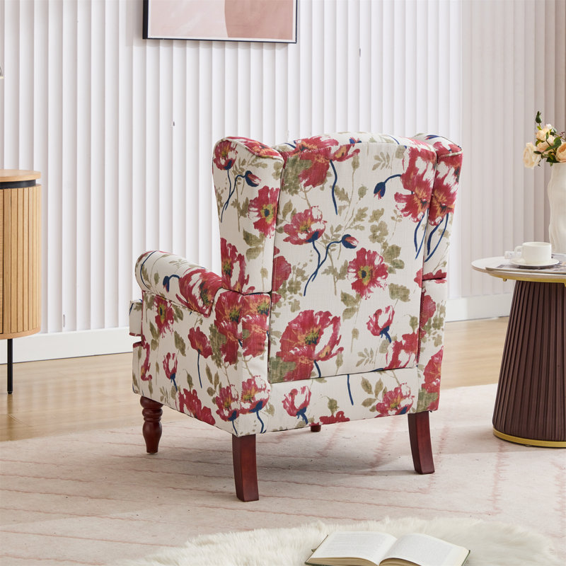 Demorrio Upholstered Armchair, Red/Beige