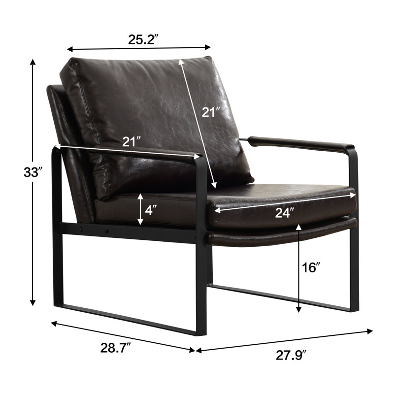 Fauteuil d'appoint rembourré Mid-Century, Brun foncé