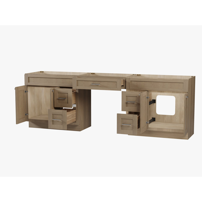102 Double Bathroom Vanity Base Only, Natural Oak
