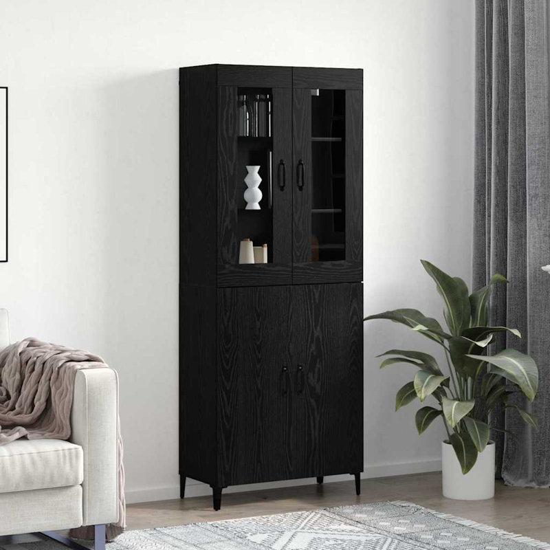 Highboard 2 Pcs 69.5 X 34 X 180 Cm Engineered Wood, Black Oak