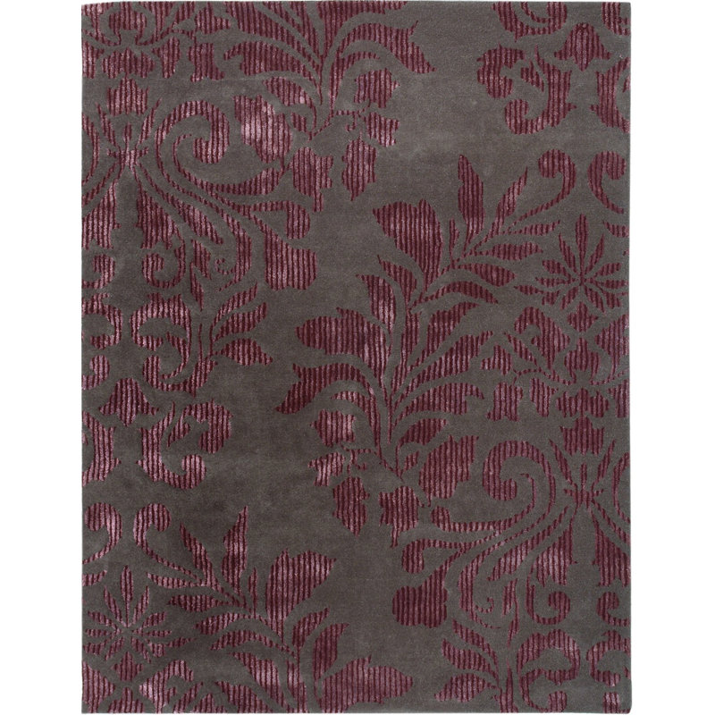Tapis bordeaux touffeté à la main Philomena, Rectangle 5' x 8'