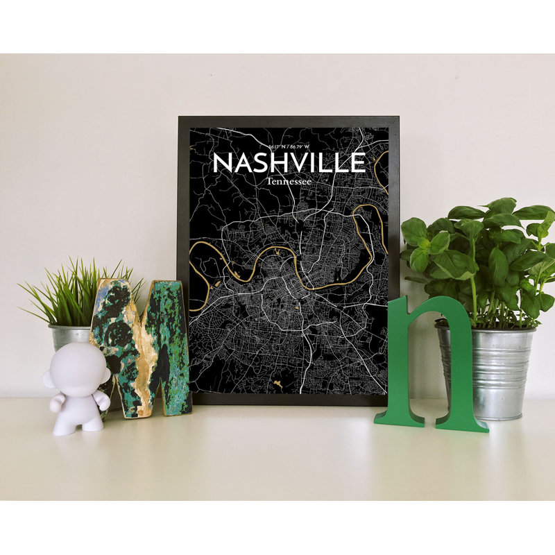 Nashville City Map - No Frame Print, 91.4cm H x 61cm W x 0.13cm D