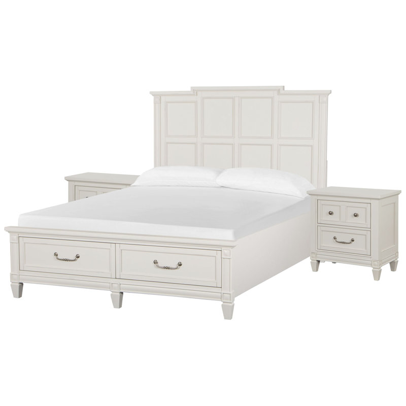 Lit à panneaux avec 2 tables de chevet, California King, 3 Pcs: Bed, 2 Nightstands