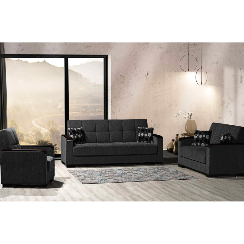 Fauteuil de rangement avec revêtement en chenille grise de qualité, revêtement en chenille de qualité, style