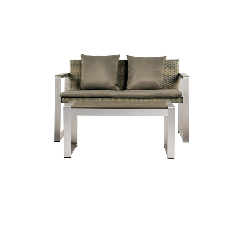 Canapé double en aluminium tissé en aluminium, Kaki
