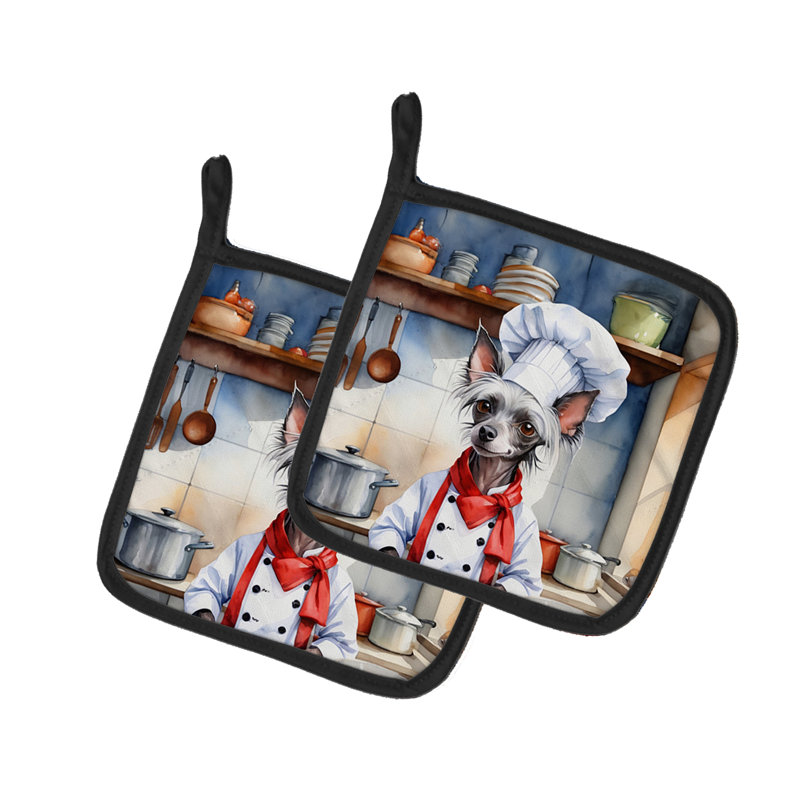 Caroline's Treasures The Dog Chef Polyester Potholder Set
