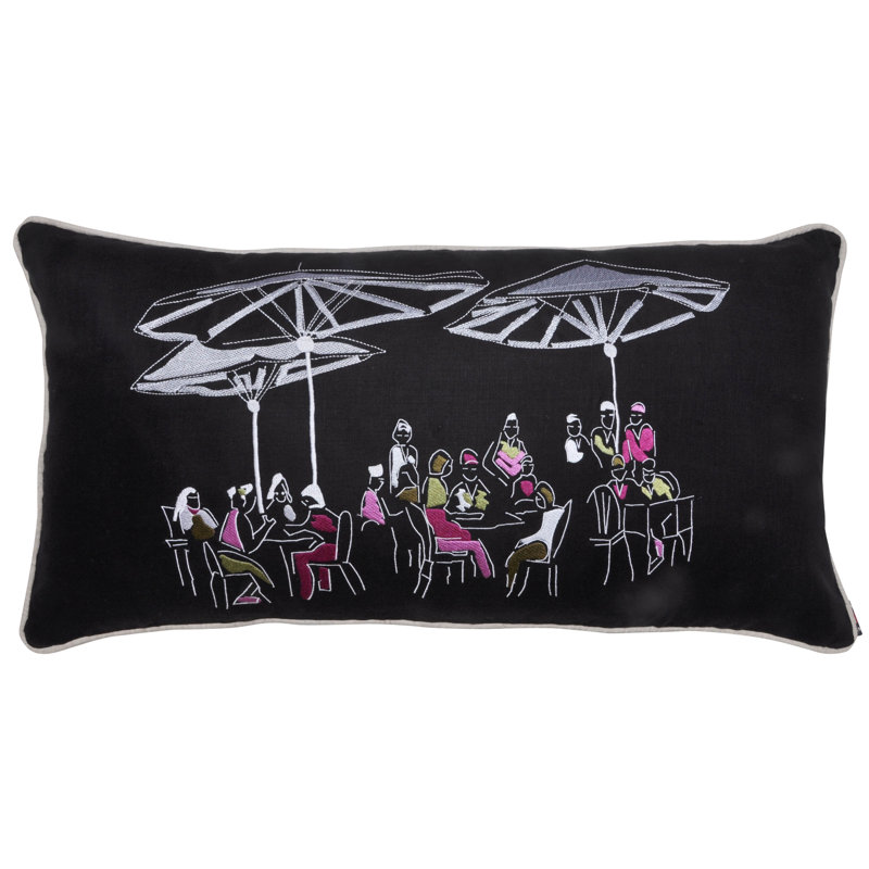 Mazzola Beige Rectangular Cushion, Black