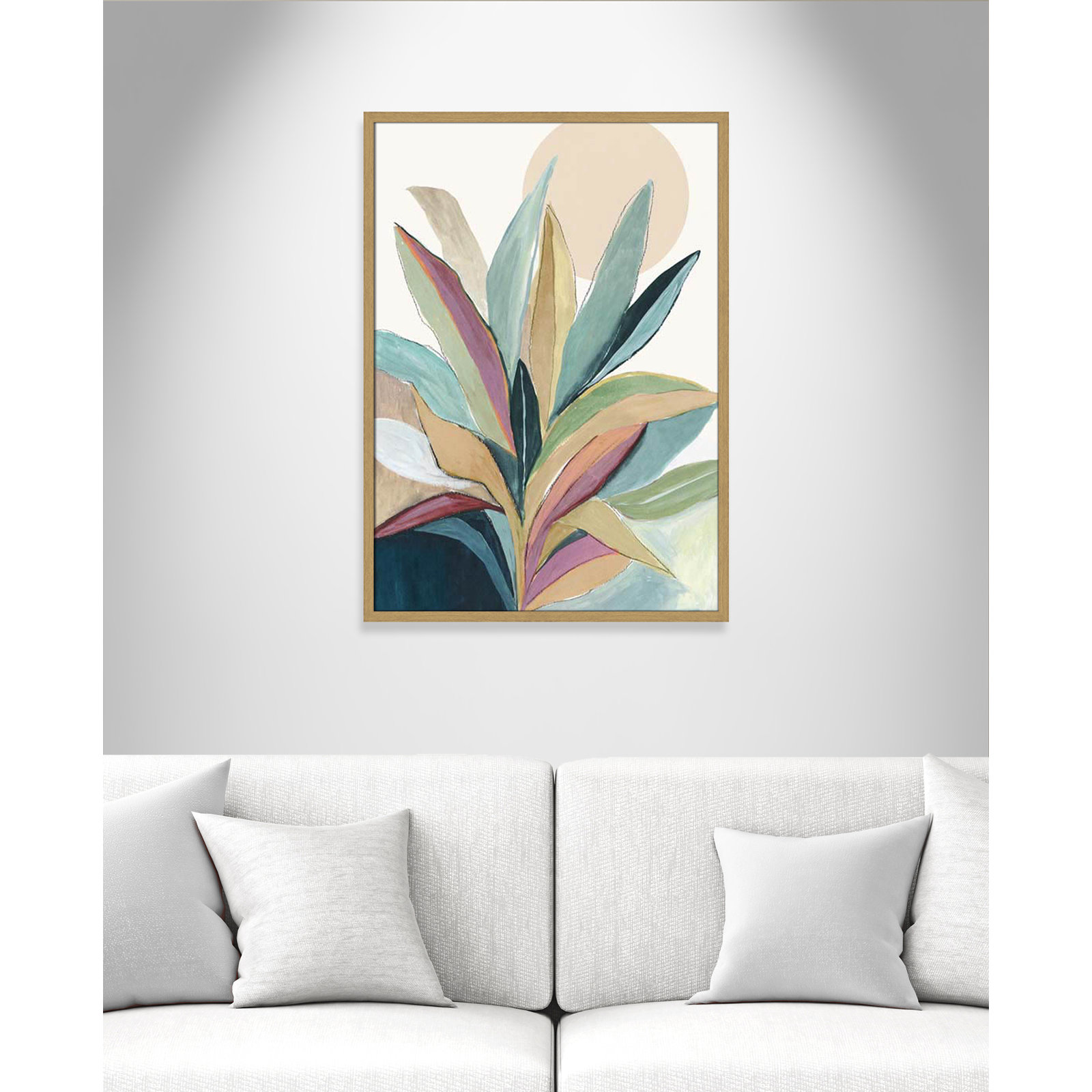 Sunny Bright Leaves I by Asia Jensen, Natural Slim Unmatted Picture Framed, 35.5" H x 25.5" W x 0.75" D