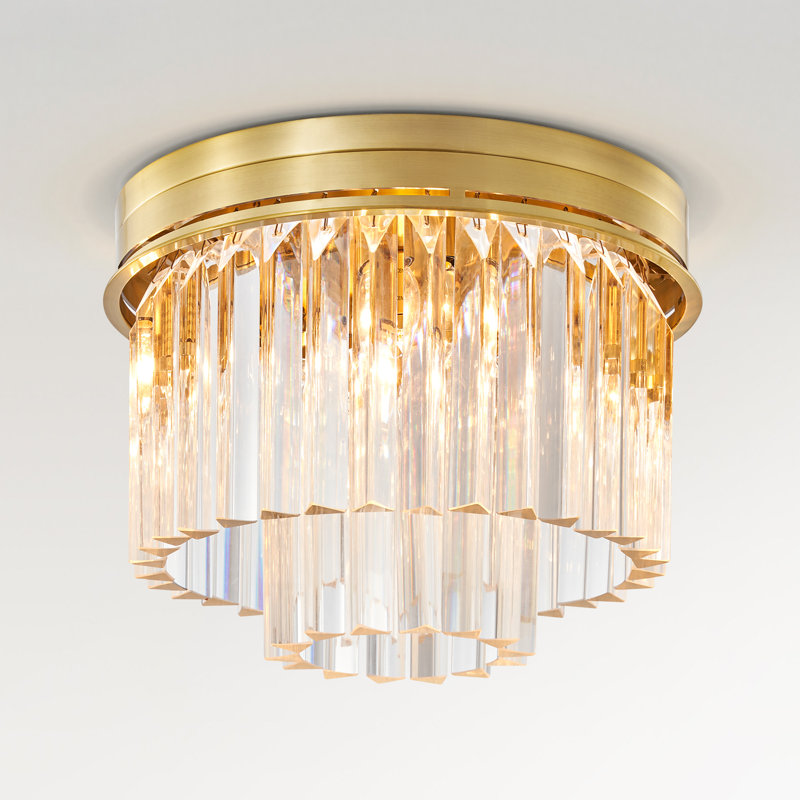 5 - Light 16.5" Lucent Flush Mount Crystal Chandelier, Gold