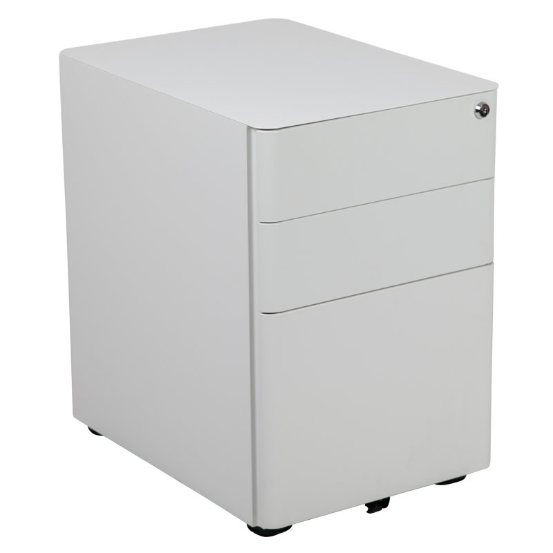 Stephana 3-Drawer Locking Mobile Vertical Filing Cabinet, White
