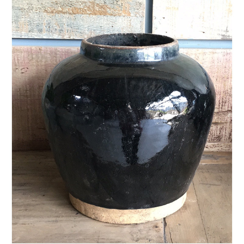 Black Indoor / Outdoor Porcelain Table Vase, 9" H x 9" W x 9" D
