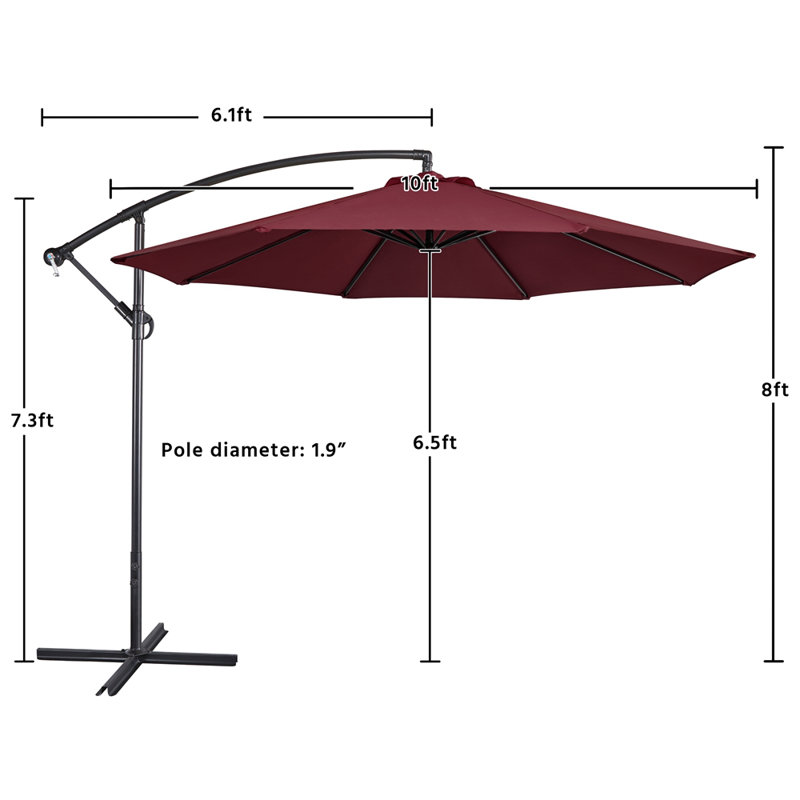 Parasol suspendu d'extérieur 10 pi Brunet, Bourgogne