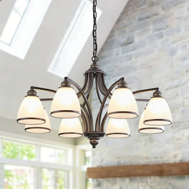 8-light Steel Dimmable Classic / Traditional Chandelier, Matte Black