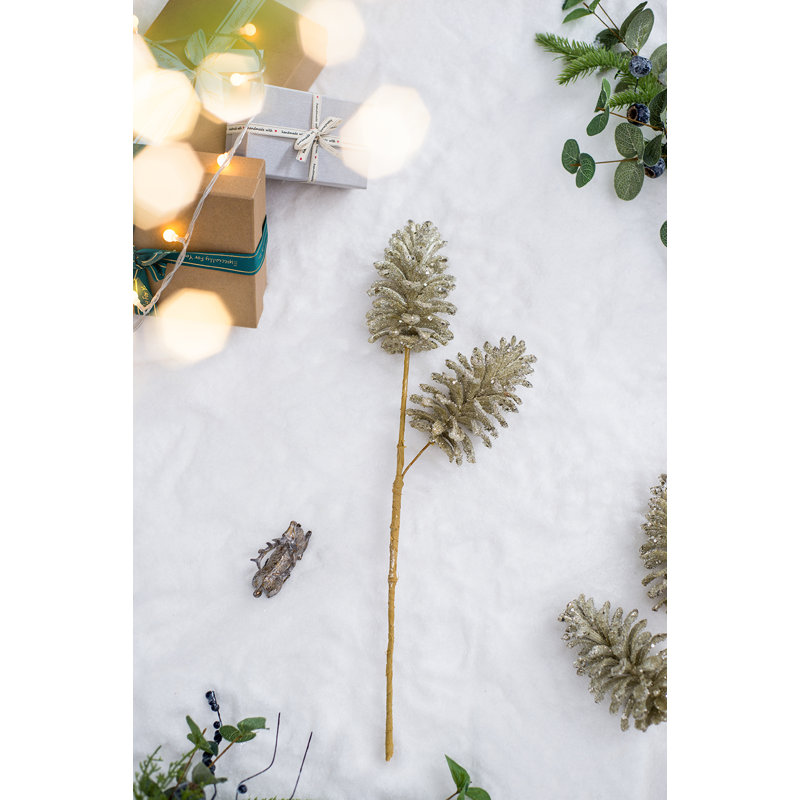 Faux Pinecone Spray   Set of 6   22"H   Silver
