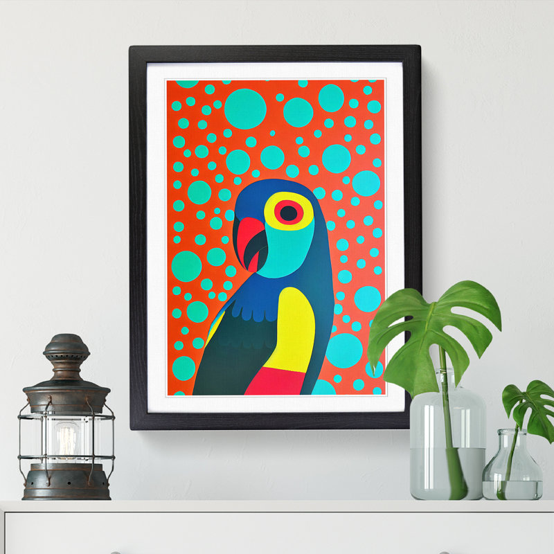 CAN-V0523-1750X Parrot Modern - Wrapped Canvas Print, Black, 34cm H x 25cm W x 2cm D