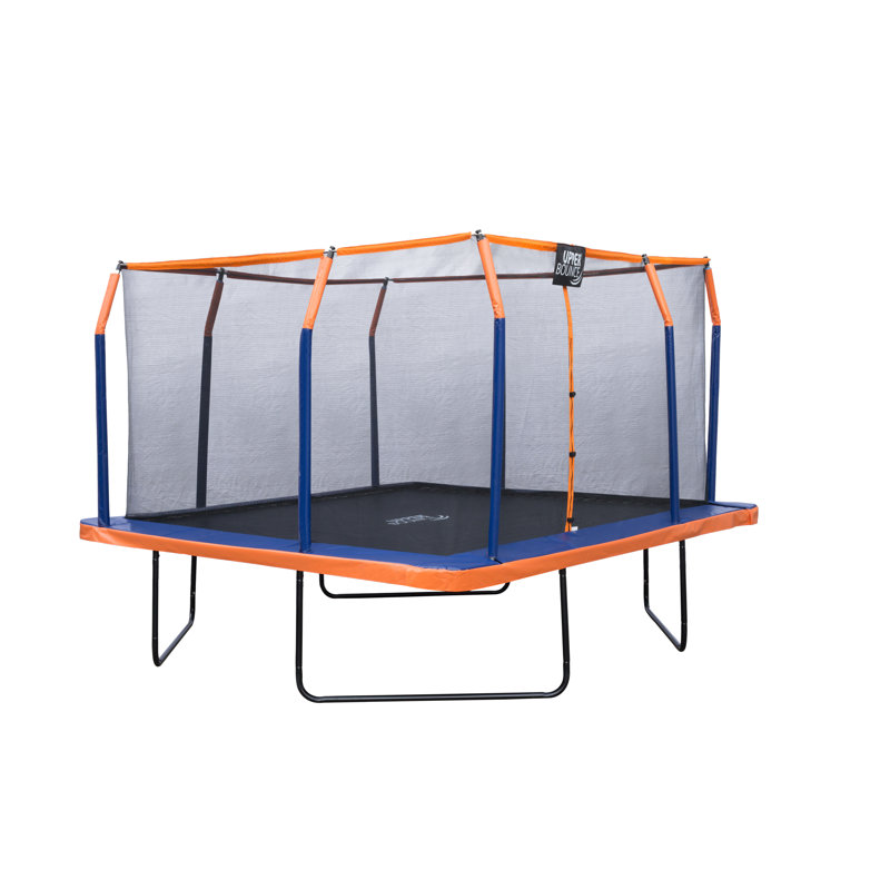 12' Orange Square Trampoline with Premium Enclosure and Safety Pad