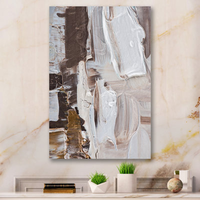 Gros plan sur les coups de pinceau bruns - art mural moderne et contemporain sur toile