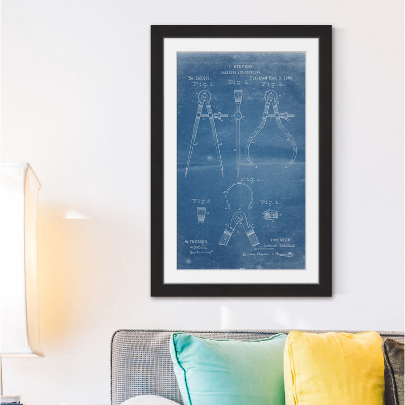 « etriers 1886 blueprint » par steve king, reproduction d’art encadrée, H 36 po x l 24 po x P 1,5 po