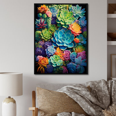 «Eugie Green Blue Succulents Succulent Paradise II», reproduction sur toile