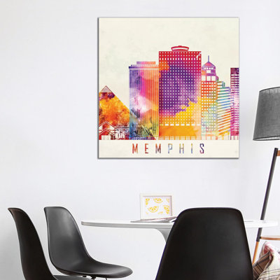 Memphis Landmarks Watercolour 1 Piece Wrapped Canvas Painting