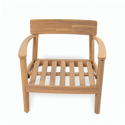 Fauteuil club en bois d'acacia avec coussin de siège, ensemble de 1