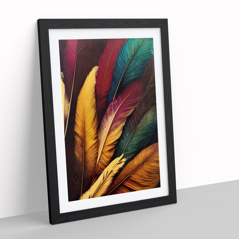 Phenomenal Feathers - Wall Art, Black Framed Paper, 48cm H x 36cm W, White