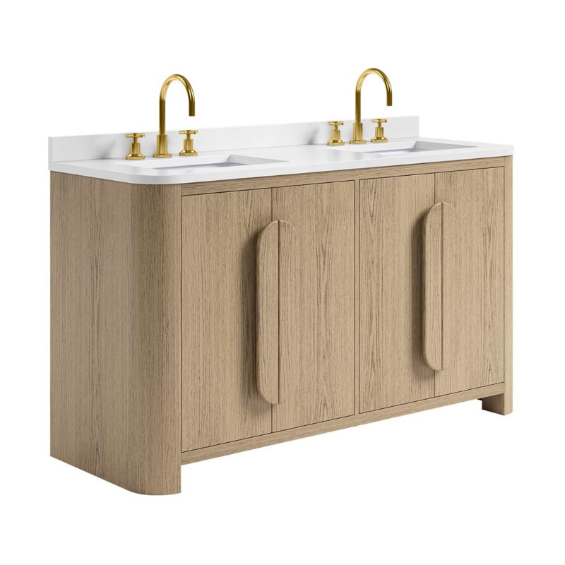 Harper Vanity, Ebony Oak, 60" W, White Quartz