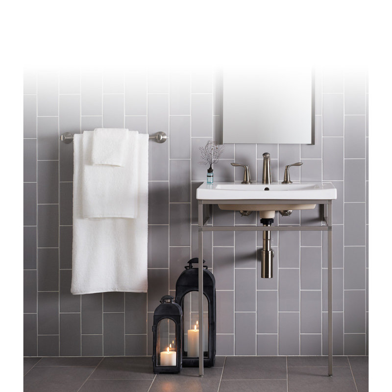 Persuade® Curv Ceramic Rectangular Drop-In Bathroom Sink with Overflow, Almond