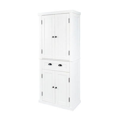 72"" Kitchen Pantry Storage Cabinet, Traditional Freestanding Cupboard With 4 Doors And Adjustable Shelves, Large Central Drawer -  Gracie Oaks, BDA00428C1794B058DF1508BC3507914