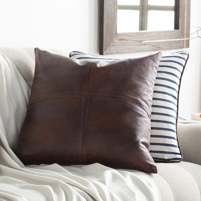 Coussin Declan, Housse de coussin seulement - sans coussin, Brun, 20 po x 20 po