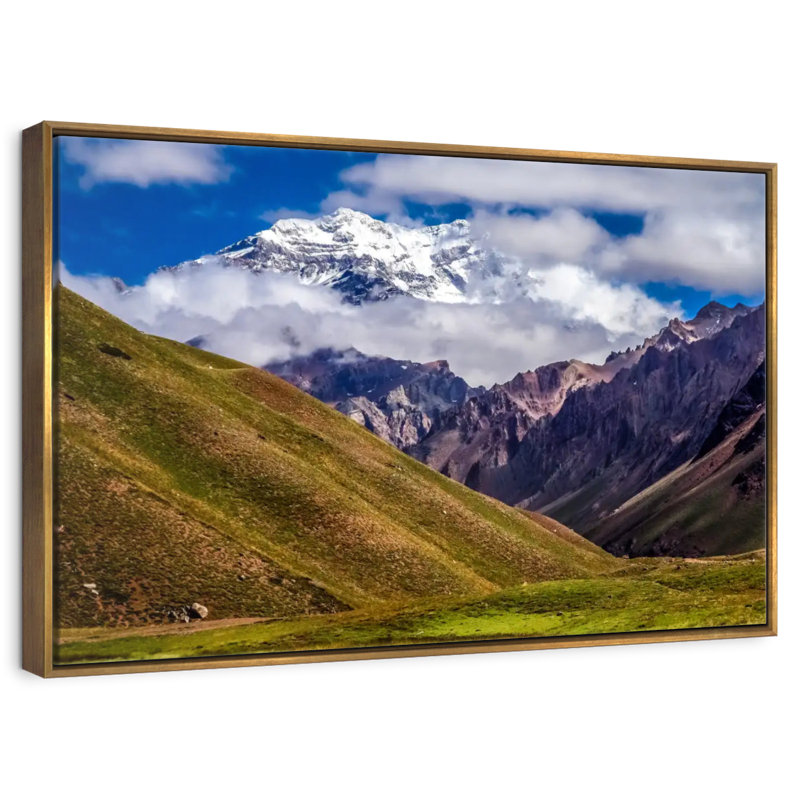 Cloudy Aconcagua, Floating Frame Gold, 31" X 21"